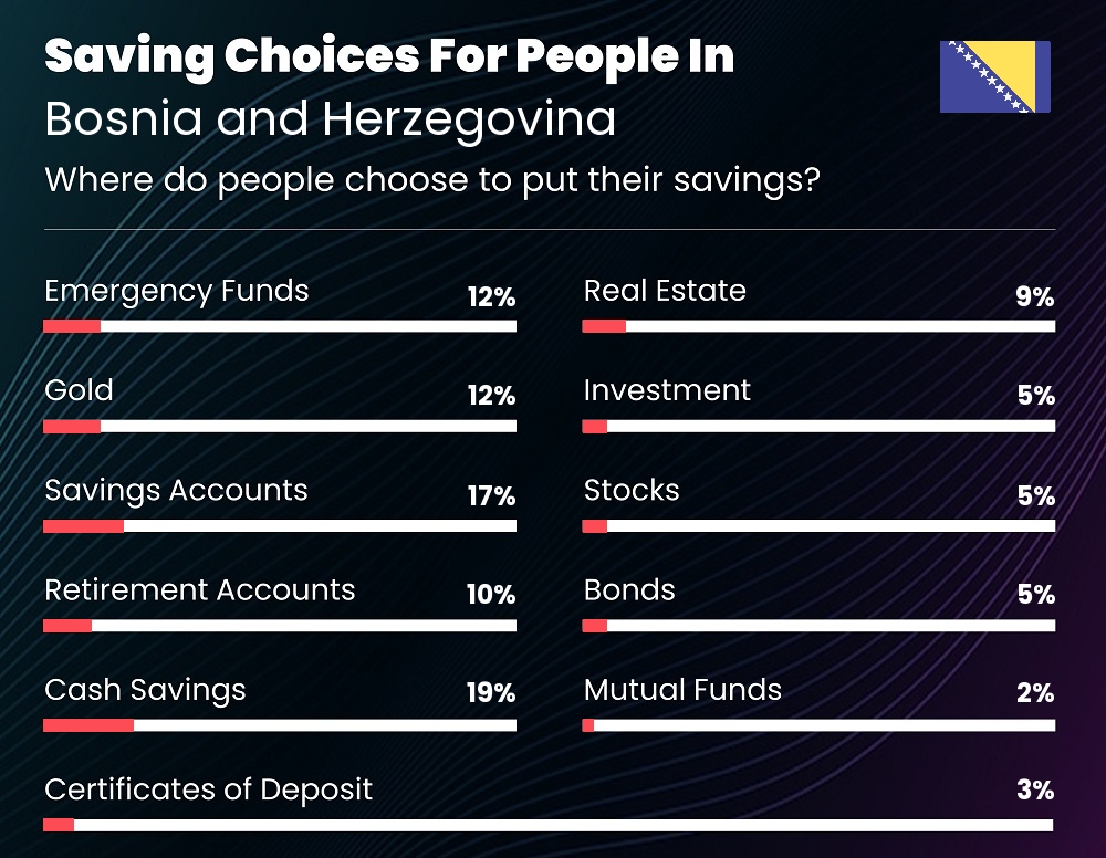 Where do individuals choose to put their savings in Bosnia and Herzegovina