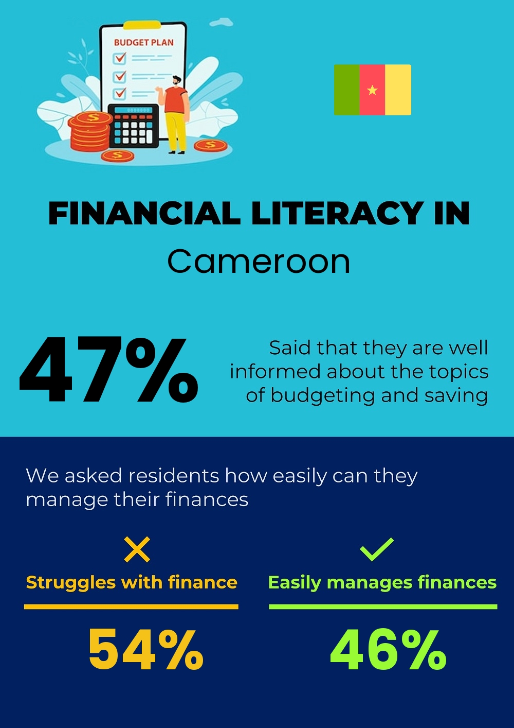 Financial literacy and difficulty in budgeting and financial planning for individuals in Cameroon