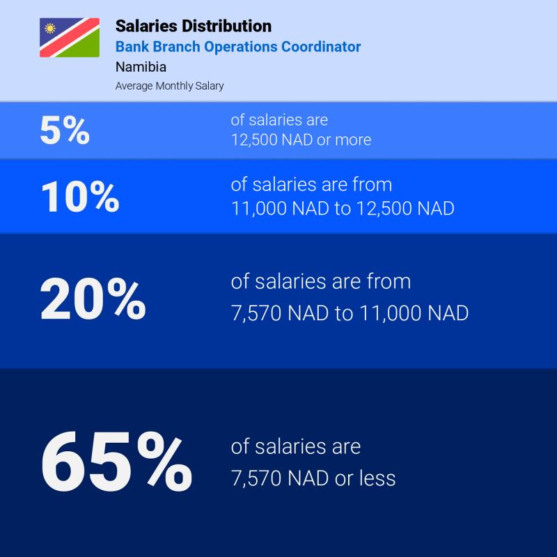 Median and salary distribution Namibia Bank Branch Operations Coordinator
