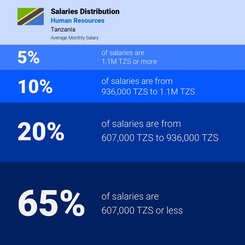 Median and salary distribution Tanzania Human Resources monthly